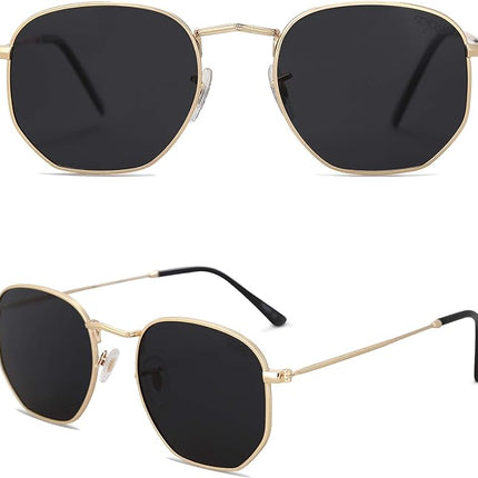 SOJOS Small Square Polarized Sunglasses for Men and Women Polygon Mirrored Lens Sj1072 Hexagonal, Tiny