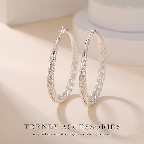 Senteria Silver Hoop Earrings for Women Hypoallergenic 925 Sterling Silver Post Hoop Earrings