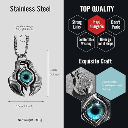 bahamut Mens Gothic Evil Eye Necklace for Men Women Scorpion Tigers Eye Amulet Pendant Goth Accessories Jewelry
