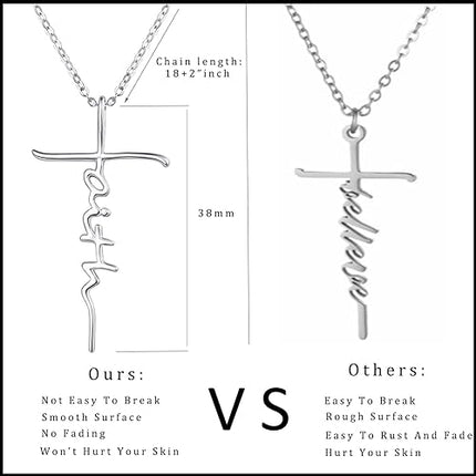 Faith Necklace for Women 925 Sterling Silver Cross Pendant Necklace