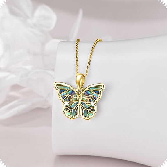 URONE Butterfly Pendant Necklace for Women Sterling Silver Butterfly Jewelry