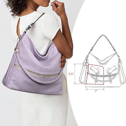 Dasein Hobo Handbags for Women Purses Vegan Leather Shoulder Bags Bucket Purse Large Tote Set with Long Strap