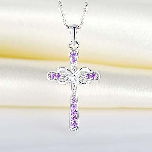 Cross Necklace 925 Sterling Silver Infinity Pendant Religious Jewelry Christian Baptism Gift