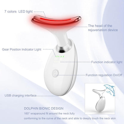 Facial Massager,7 Color LED Light Therapy for Face and Neck, Portable Beauty Skin Care Tools