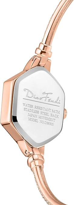 Rose Gold Petite Bracelet Watch for Women, Diamond Dress Analog Hexagonal Mini Women Watch Waterproof