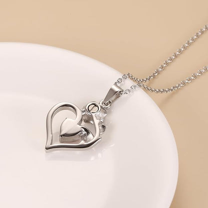 Rose Flower Urn Necklace For Ashes For Women Mom Always In My Heart Cremation Memorial Jewelry With Different Color Crystals