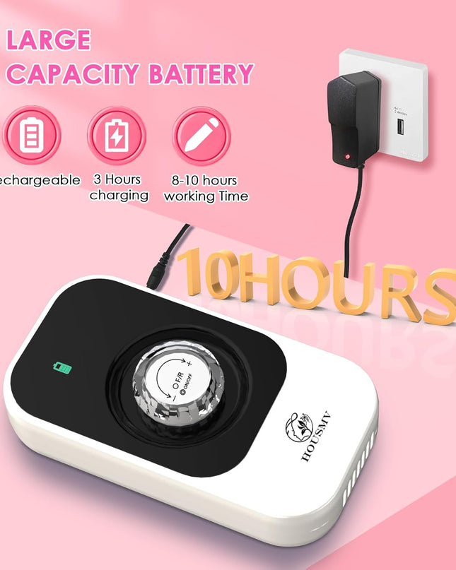 Portable Nail Drill Electric File: 40000RPM Professional Rechargeable Nail E-File Machine, Cordless Nail Drill with Bits & Base for Acrylic Nails Remove Nail Gel Polish Manicure for Salon Home, White