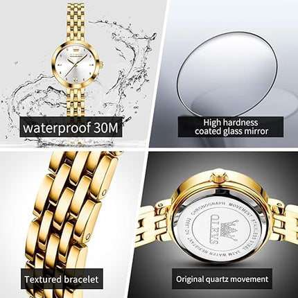OLEVS Watches for Women Dress Fashion Analog Quartz Watch Diamond Small Face Waterproof Stainless Steel Lady Watch Reloj para Mujer