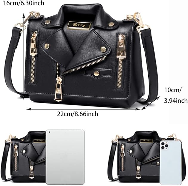 Women Satchel Chain Strap Shoulder Bag Leather Crossbody Handbags Ladies Evening Clutch Purse Unique Cute Jacket Bag