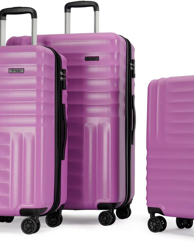 GinzaTravel 3-Piece Luggage Sets Expandable Suitcases with 4 Wheels PC+ABS Durable Hardside Luggage sets TSA lock (Purple, 3-Piece Set(20"/25"/29"))