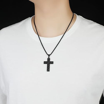 American Flag Cross Necklace for Boys Stainless Steel Box Chain 22+2 inch Inspirational Bible Verse Cross Pendant