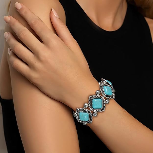 Turquoise Beaded Stretch Bracelets Bohemian Stackable Bracelets Y2K Summer Beach Bracelets Jewelry for Women