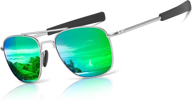 SUNGAIT Men's Military Style Polarized Pilot Aviator Sunglasses Bayonet Temples