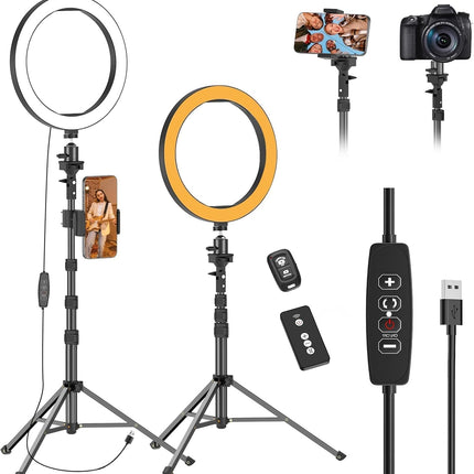 EMART 10" Ring Light with 55" Extendable Tripod Stands and Phone Holder