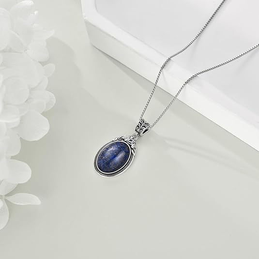 Lapis lazuli Necklace Jewelry Sterling Silver Blue Lapis Pendant Necklaces Boho Gifts for Women