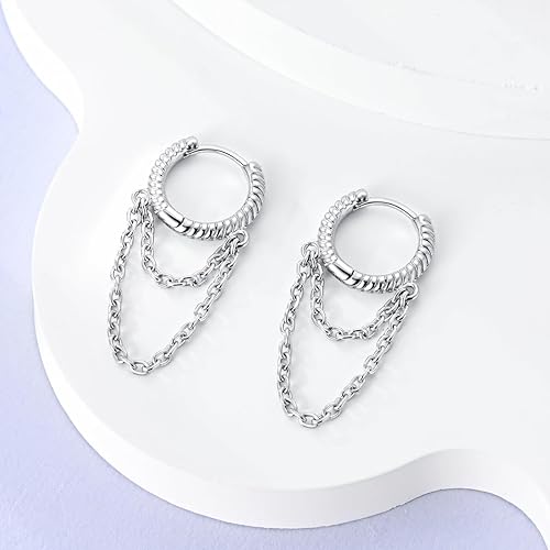 Earrings for Women 925 Sterling Silver Colorful Heart Hoops Feather Hoop