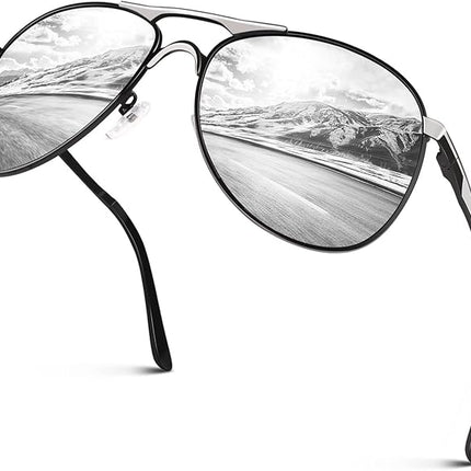 GQUEEN Classic Military Style Pilot Polarized Sunglasses Spring Hinges Al-Mg for mens MOS1