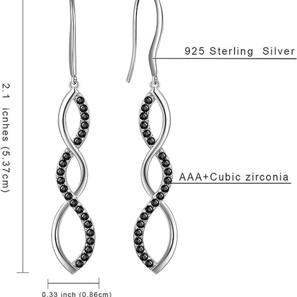 Aurora Tears 925 Sterling Silver Infinity Dangle Earrings Women Crystal Drop Earrings AAA+ Cubic Zirconia Hook Earrings Girls Dating Jewelry DE0062