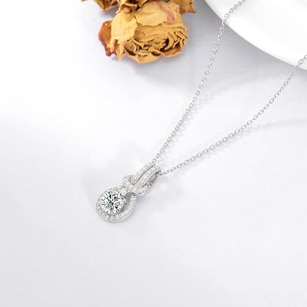 Aihpos Multistyle Moissanite Necklaces for Women Platinum Plated Silver Moissanite Pendant Necklace, 18''-20''