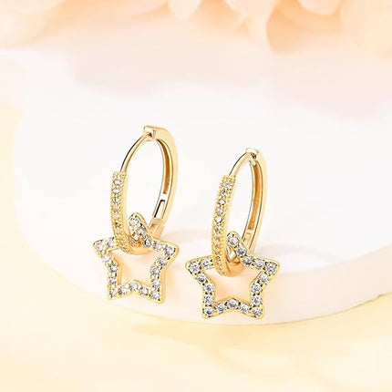 Pandach 925 Sterling Silver Earrings for Women 5A Cubic Zirconia Huggie Earring Hypoallergenic Hoop Earrings