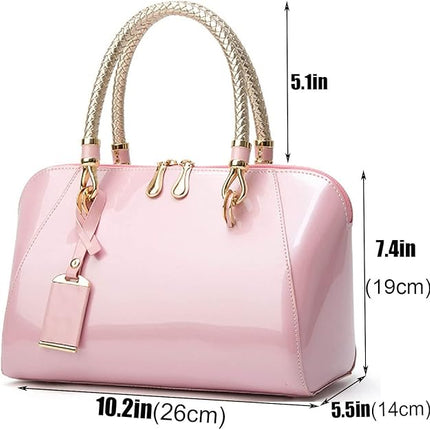 Shiny Patent Women Faux Leather Handbags Crossbody Bag Top Handle Purse Satchel Bag Shoulder Bag