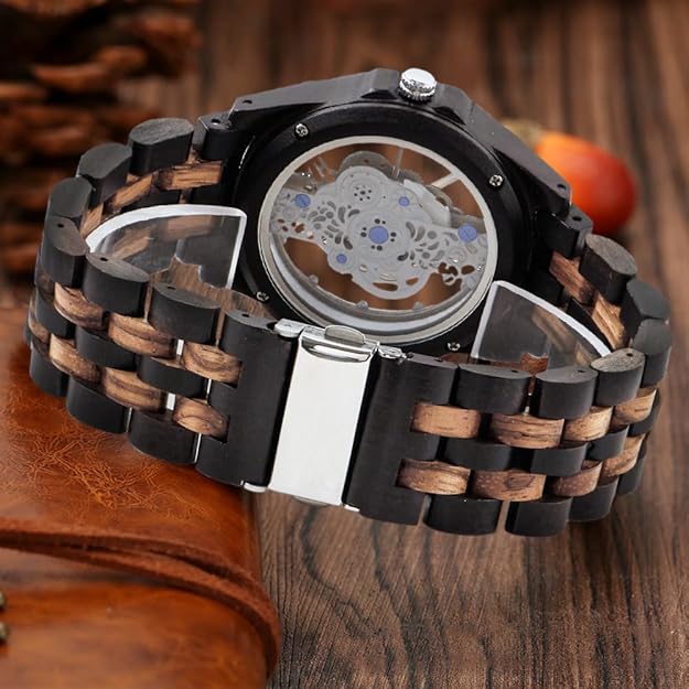 Dentily Men's Wooden Watch Lightweight Wooden Bamboo Mens Watches Analog Quartz Wood Watches for Men