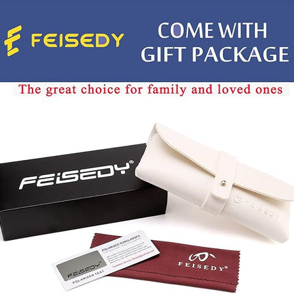 FEISEDY Polarized Women Square Sunglasses Sparkling Composite Shiny Frame B2289