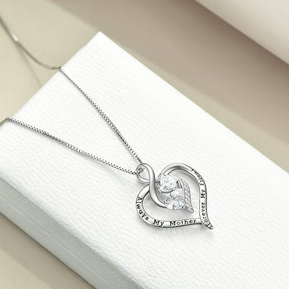 Mom Necklace for Women Sterling Silver mother daughter necklace Mothers Day Birthday Jewelry Gifts for Mother Grandma 18"