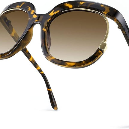 FEISEDY Retro Square Round Women Sunglasses Large Vintage Lady Shades B4091