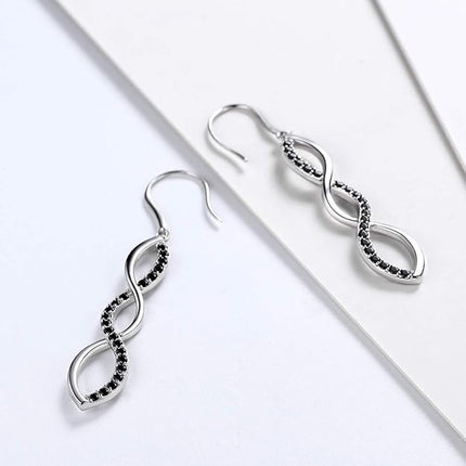 Aurora Tears 925 Sterling Silver Infinity Dangle Earrings Women Crystal Drop Earrings AAA+ Cubic Zirconia Hook Earrings Girls Dating Jewelry DE0062