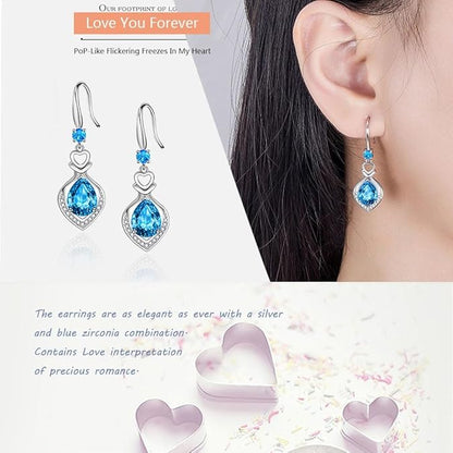 Water Drop Pendant Earrings for Women, Water Drop Shape Heart Earrings, All-match Ear Hooks Fashion Jewelry Gifts for Girls, Silver