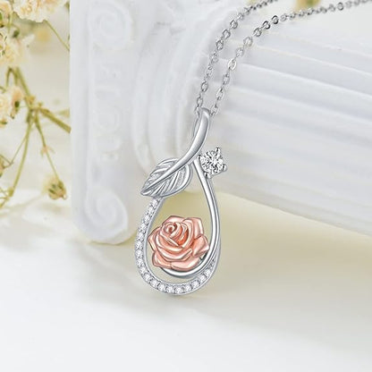 VONALA Sterling Silver Necklace Mother Child/Mother Daughter/Infinity/Heart/Rose Pendant Necklace Jewelry Gift for Women