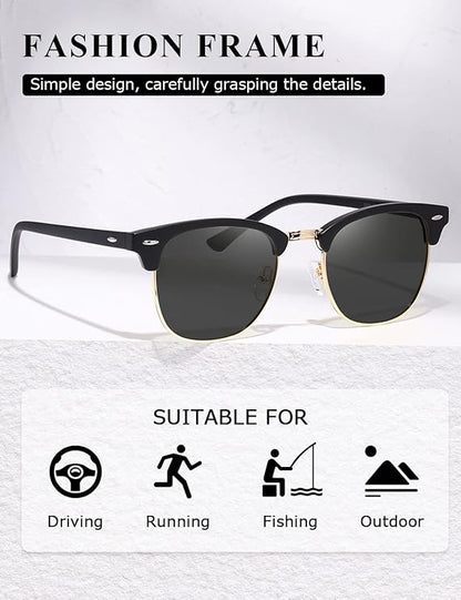 AEVOGUE Polarized Sunglasses For Women And Men Semi Rimless Frame Retro Sun Glasses AE0369