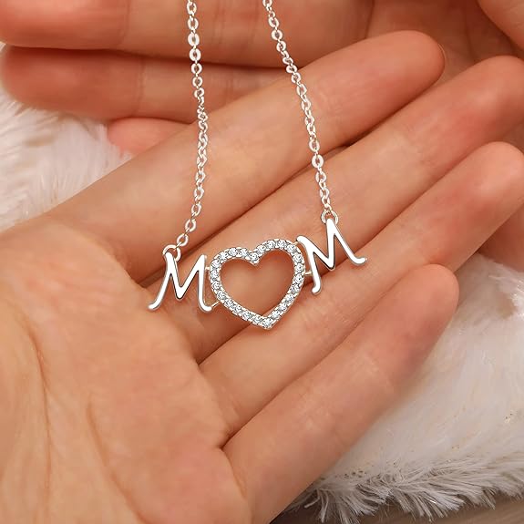 ELEGANZIA Mom Necklace For Women Sterling Silver, First Mother's Day Necklace for New Moms, Mothers Day Jewelry for Mom Grandma Daughter