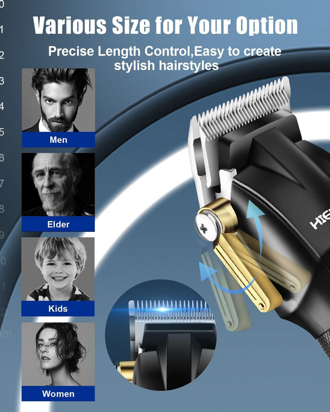 HIENA PRO Hair Clippers for Men T Liners Hair Trimmer Set, Professional Cordless Rechargeable Barber Hair Cutting Kit with LED Display， Gifts for Men