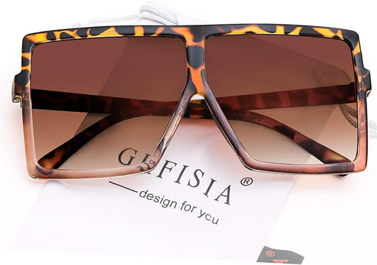 GRFISIA Square Oversized Sunglasses for Women Men Flat Top Fashion Shades