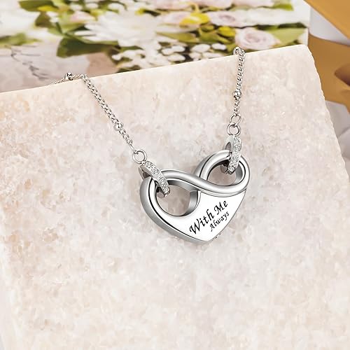 Dletay Infinity Cremation Urn Necklace for Ashes Heart Ash Necklace for Women Memorial Cremation Jewelry Ash Holder