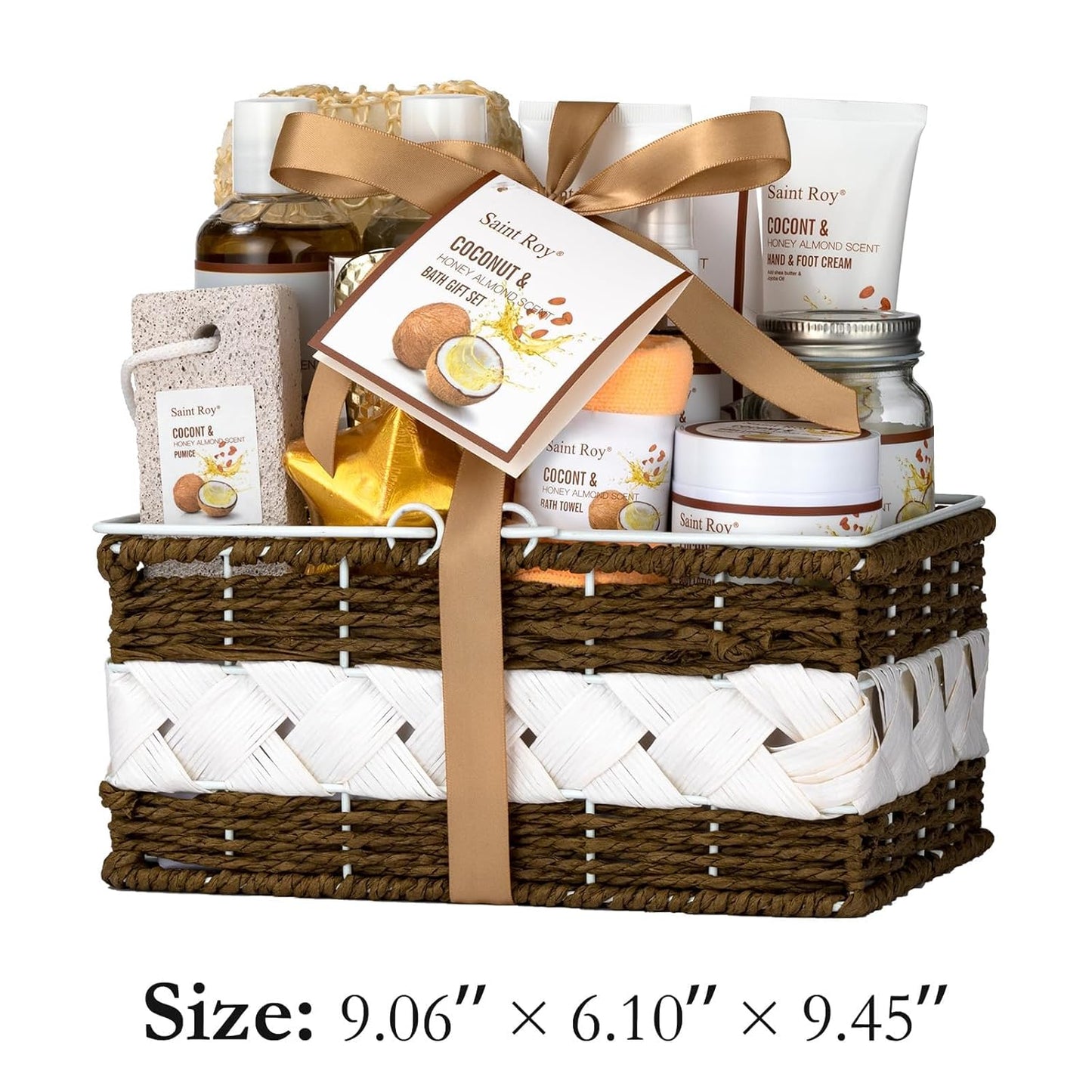 Spa Gift Basket Luxury Bath and Body Basket Set 17-Piece Coconut Honey Almond bath basket for Women for Mom Her Large Luxury Home Spa Kit, Relaxing Self Care Pamper Gifts Birthday Bridal Shower Bath