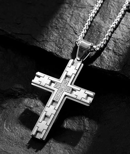 Stainless Steel Cross Pendant for boys Men's Cross Necklace