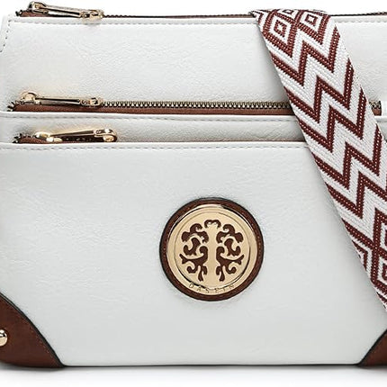 Dasein Crossbody Purses for Women Trendy Multi Pockets Shoulder Bag Medium Handbags with Guitar Strap