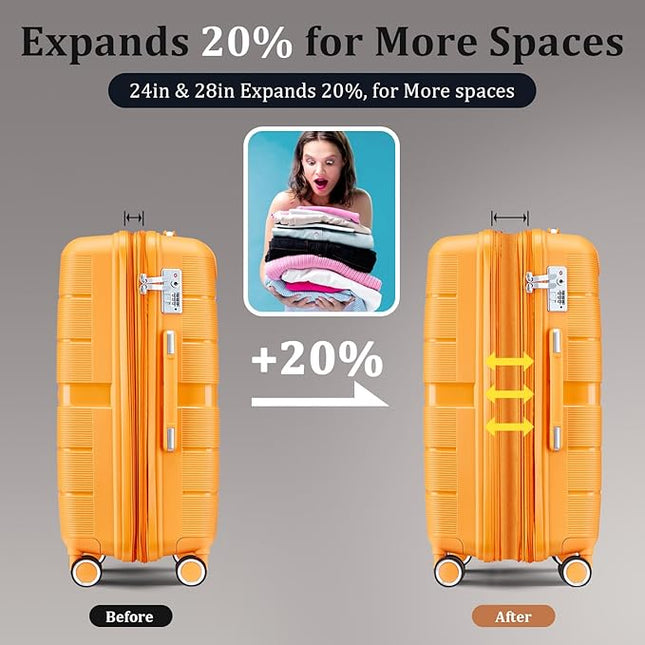 4-Piece Hardshell Luggage Set with TSA Locks, Expandable Suitcases and Silent Spinner Wheels - Vibrant Colors for Easy Identification (14/20/24/28 Inch) - Family Travel Suitcase Sets