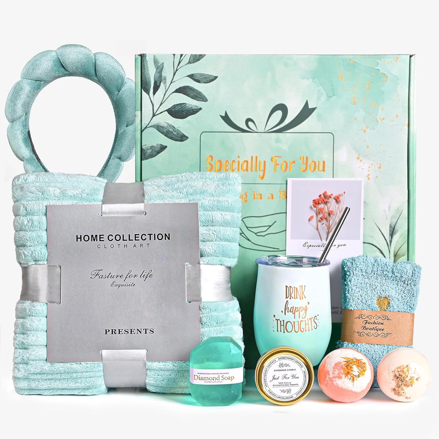 ZSHAWN Get Well Soon Gifts For Women, Care Package Get Well Gift Basket, Self Care Gifts with Luxury Flannel Blanket, Relaxing Spa Box Thinking of You Basket for Her, Mom Sister Best Friends