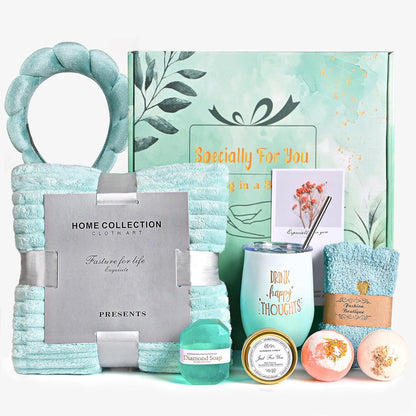 ZSHAWN Get Well Soon Gifts For Women, Care Package Get Well Gift Basket, Self Care Gifts with Luxury Flannel Blanket, Relaxing Spa Box Thinking of You Basket for Her, Mom Sister Best Friends