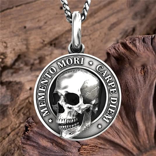 Memento Mori Necklace Carpe Diem Pendant 3D Skull Necklace for Men, Mori 400th Birthday Special Commemorative Necklace