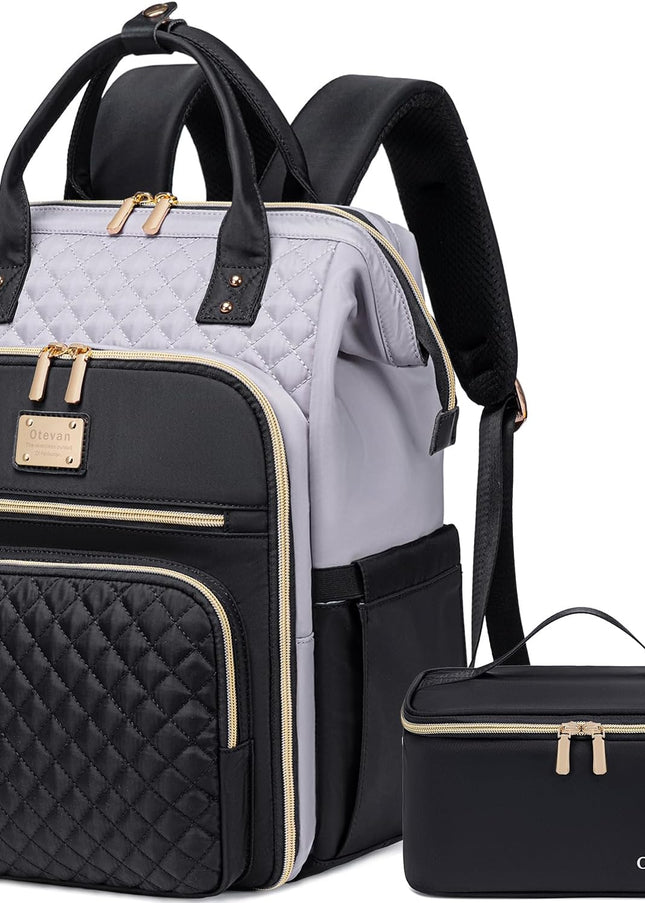 Lunch Backpack for Women, 15.6 inch Laptop Backpack for Women, Work Backpack with Lunchbox, Insulated Backpack Cooler, Teacher Nurse Travel Backpack for Women
