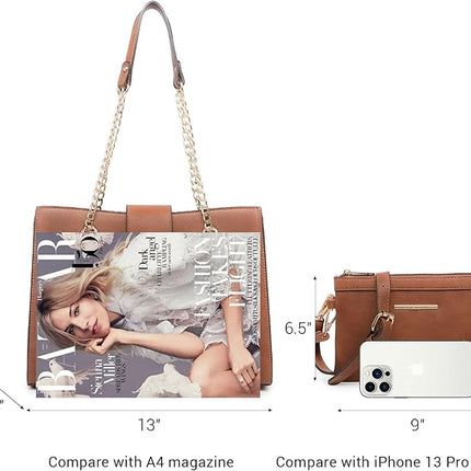 Dasein Leather Handbag Tote Hobo Bag for Women Shoulder Purse Top Handle Satchel Bag with Matching Clutch