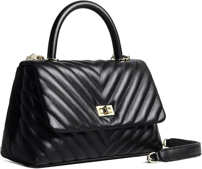 ER.Roulour Quilted Crossbody Bags for Women, Trendy Roomy Shoulder Handbags with Flap Gold Hardware Chain Purses Shoulder Bag