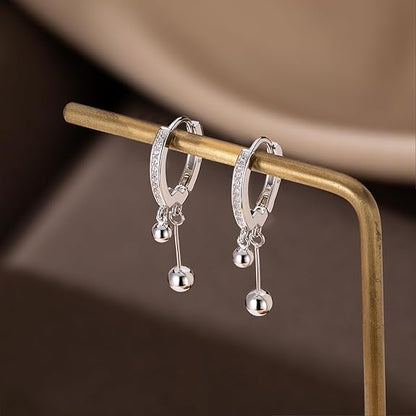 SLUYNZ 925 Sterling Silver Ball Hoop Earrings for Women Teen Girls Bead Ball Hoop Huggie Earrings Drop