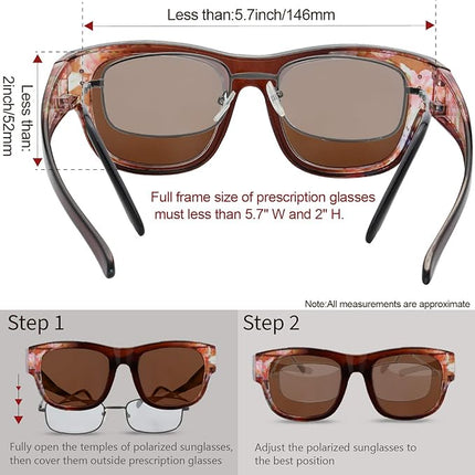 The Fresh High Definition Polarized Wrap Around Shield Sunglasses for Glasses - Leather Eyeglasses Case