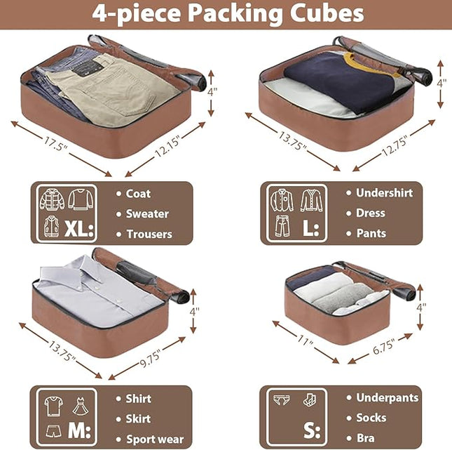 Merax Hardshell Luggage Sets 4 piece Lightweight Suitcases With Wheels TSA Lock Expandable (only 24”/28”) ABS Large Luggage Set(Blue)